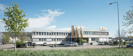 Aussenaufnahme des Firmengebäudes am Standort Erne Surfaces AG